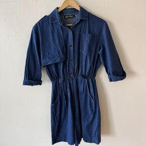 Vintage | Blue Western Denim Romper | Button Front | Size Small